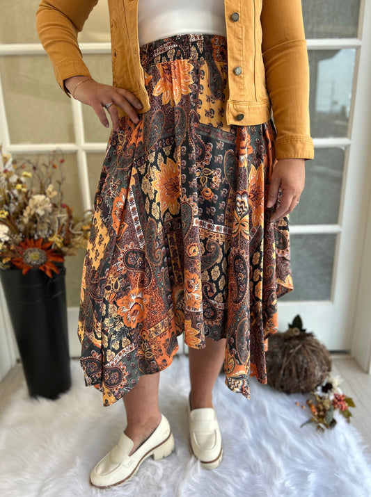 Mixed Print Sunset Scarf Skirt FINAL SALE!