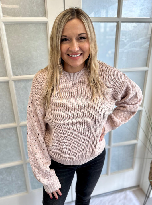 Blush Cable-Knit Sweater FINAL SALE!