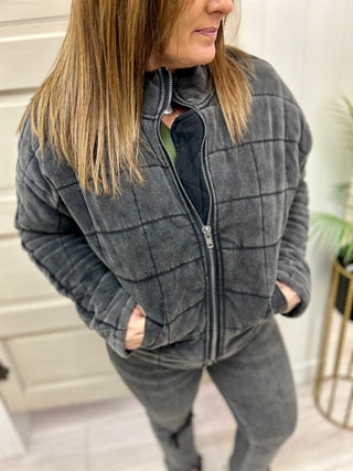 Distressed Black Quilted Puffer Jacket FINAL SALE!