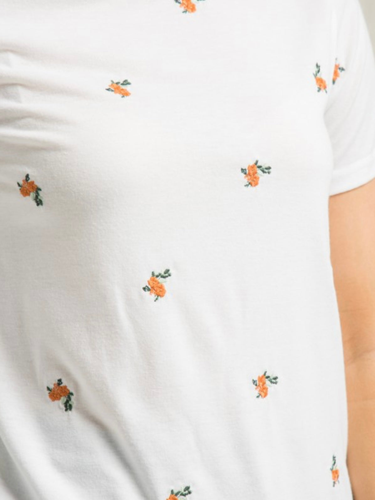 Ivory Embroidered Rust Flowers Top