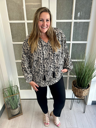 Curvy Black Floral Top