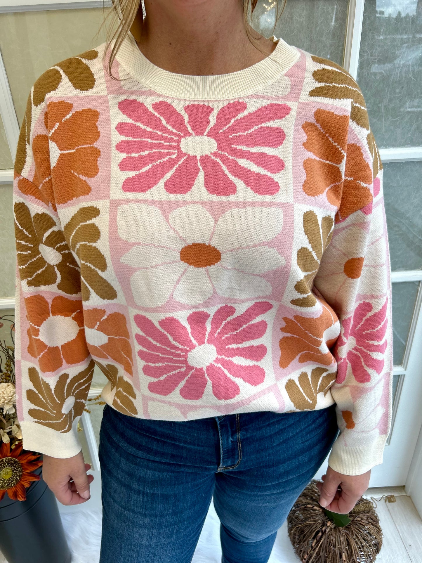 Retro Flowered Sweater