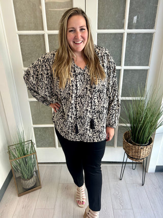 Curvy Black Floral Top