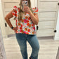 Curvy Floral Flutter Top