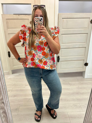 Curvy Floral Flutter Top