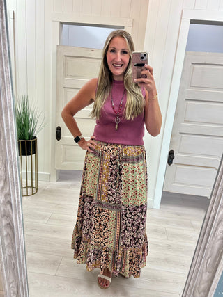Boho Floral Print Skirt