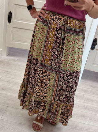 Boho Floral Print Skirt