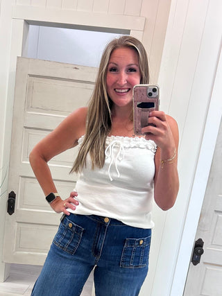 White Tank With Front Tie Detail