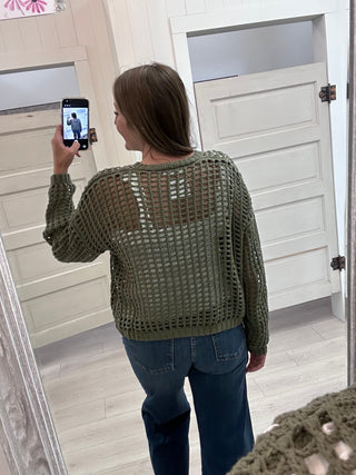 Olive Open Front Cardigan