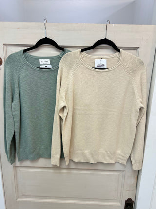 Cotton Blend Crew Neck Sweater
