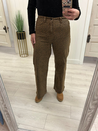 Leopard Super High Rise Wide Leg Jeans