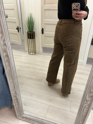 Leopard Super High Rise Wide Leg Jeans