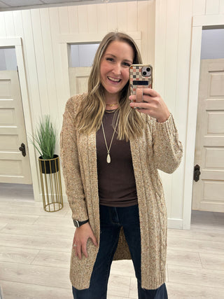 Tribal Long Oatmeal Cardigan