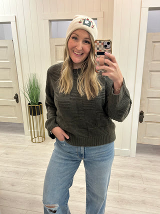 Olive Checkered Sweater