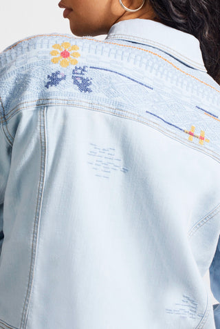 Tribal Embroidered Denim Jacket