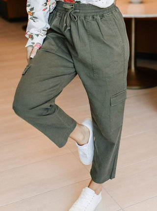 Olive Cargo Crop Pant