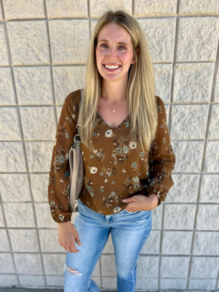 Mocha Fall Floral Top