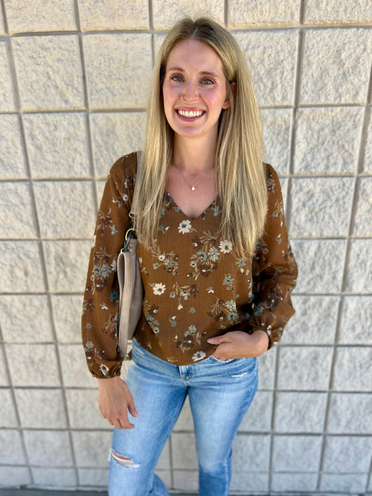 Mocha Fall Floral Top