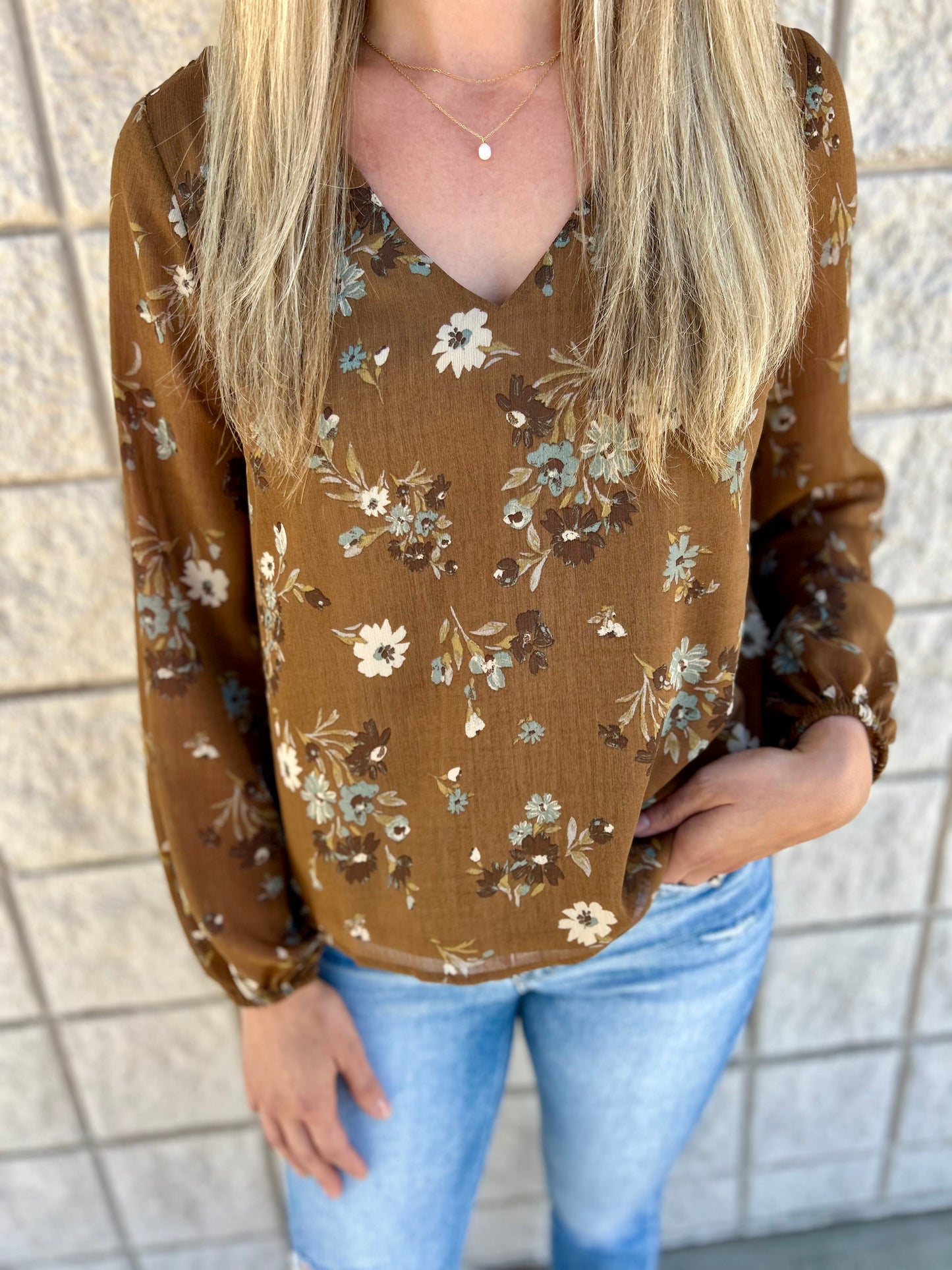 Mocha Fall Floral Top