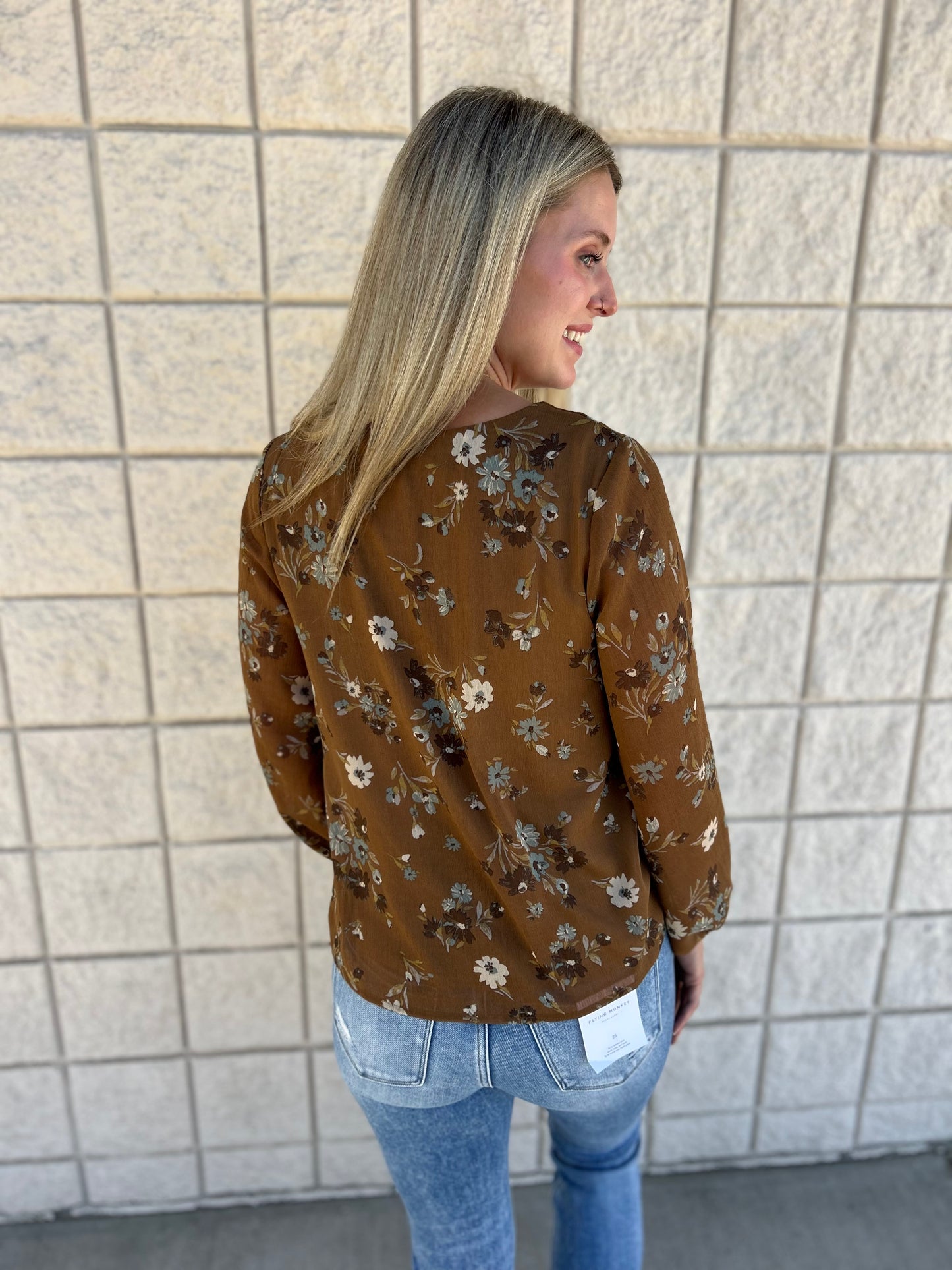 Mocha Fall Floral Top