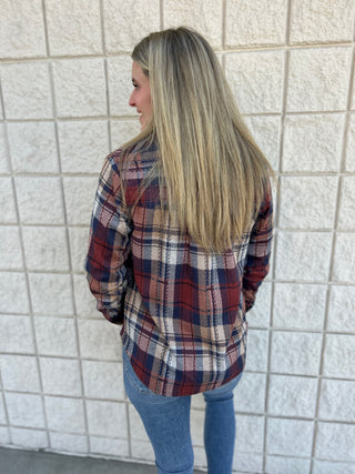 Rust/ Navy Plaid Top