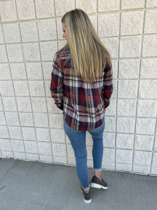 Rust/ Navy Plaid Top