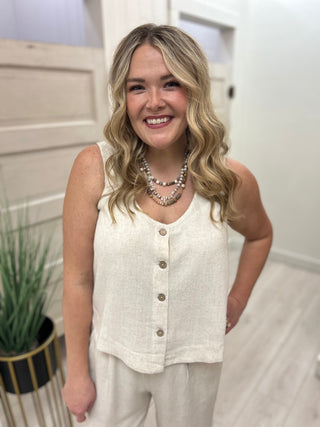 Oatmeal Linen Blend Tank
