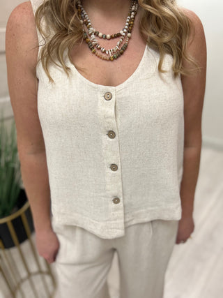 Oatmeal Linen Blend Tank