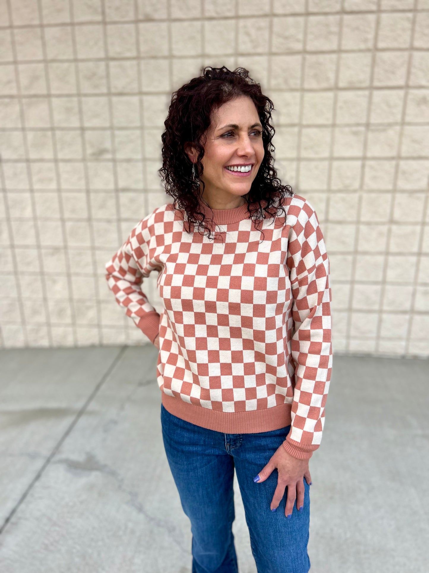 Clay Checkerboard Sweater