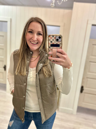 Zip Front Khaki Vest