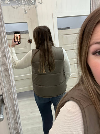 Zip Front Khaki Vest