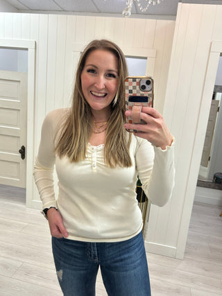 Vanilla Ribbed Long Sleeve Top