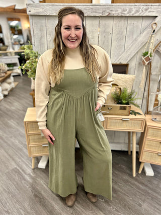 Curvy Kori Olive Jumpsuit