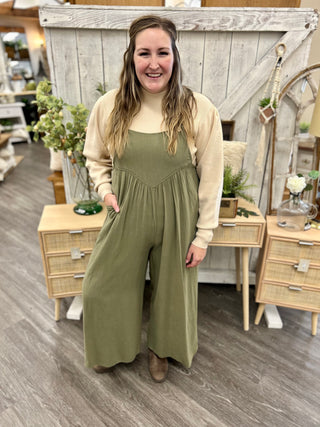 Curvy Kori Olive Jumpsuit