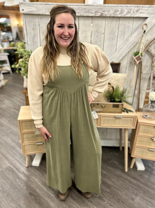 Curvy Kori Olive Jumpsuit