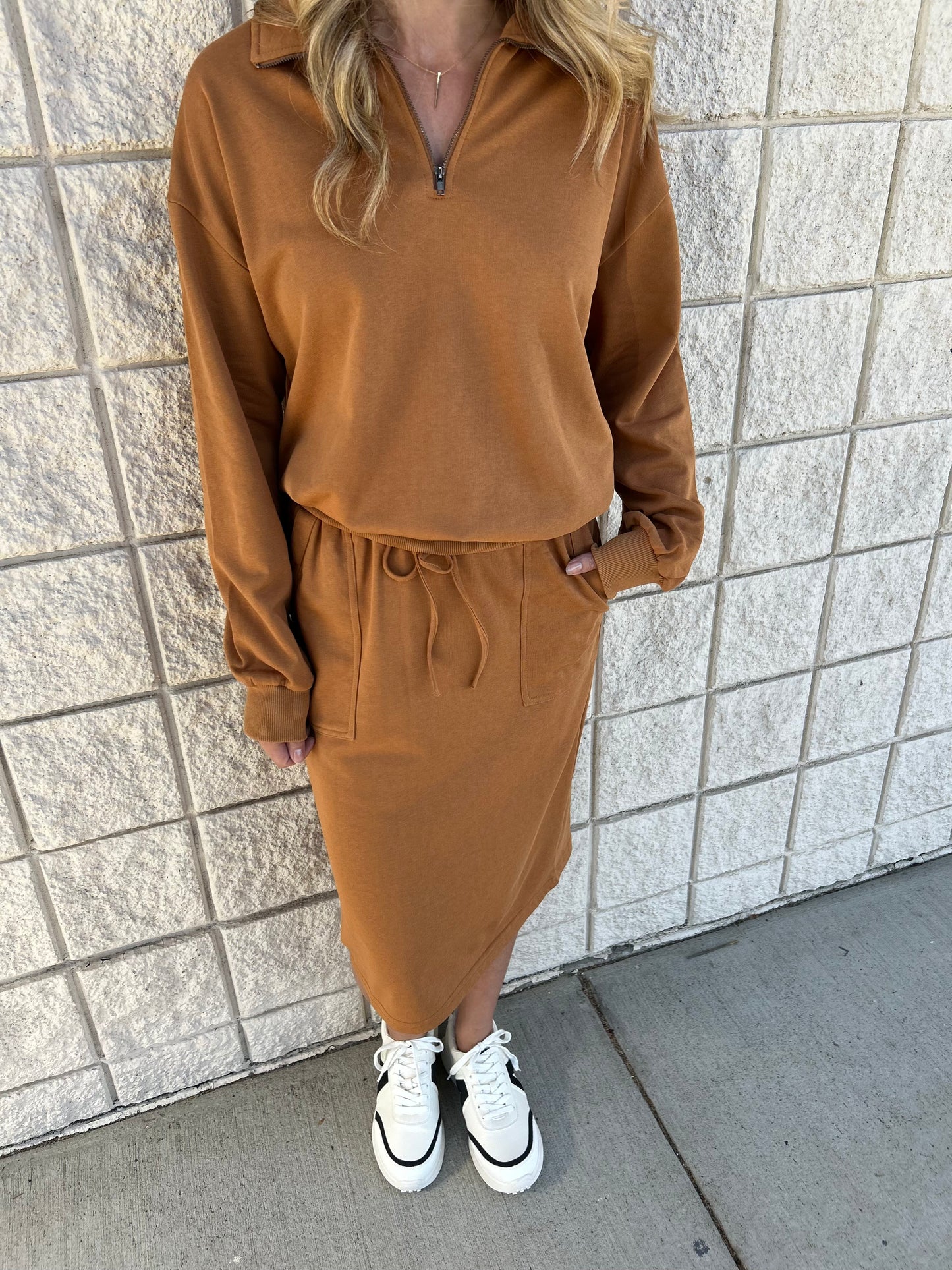 Camel Half Zip Sweatshirt