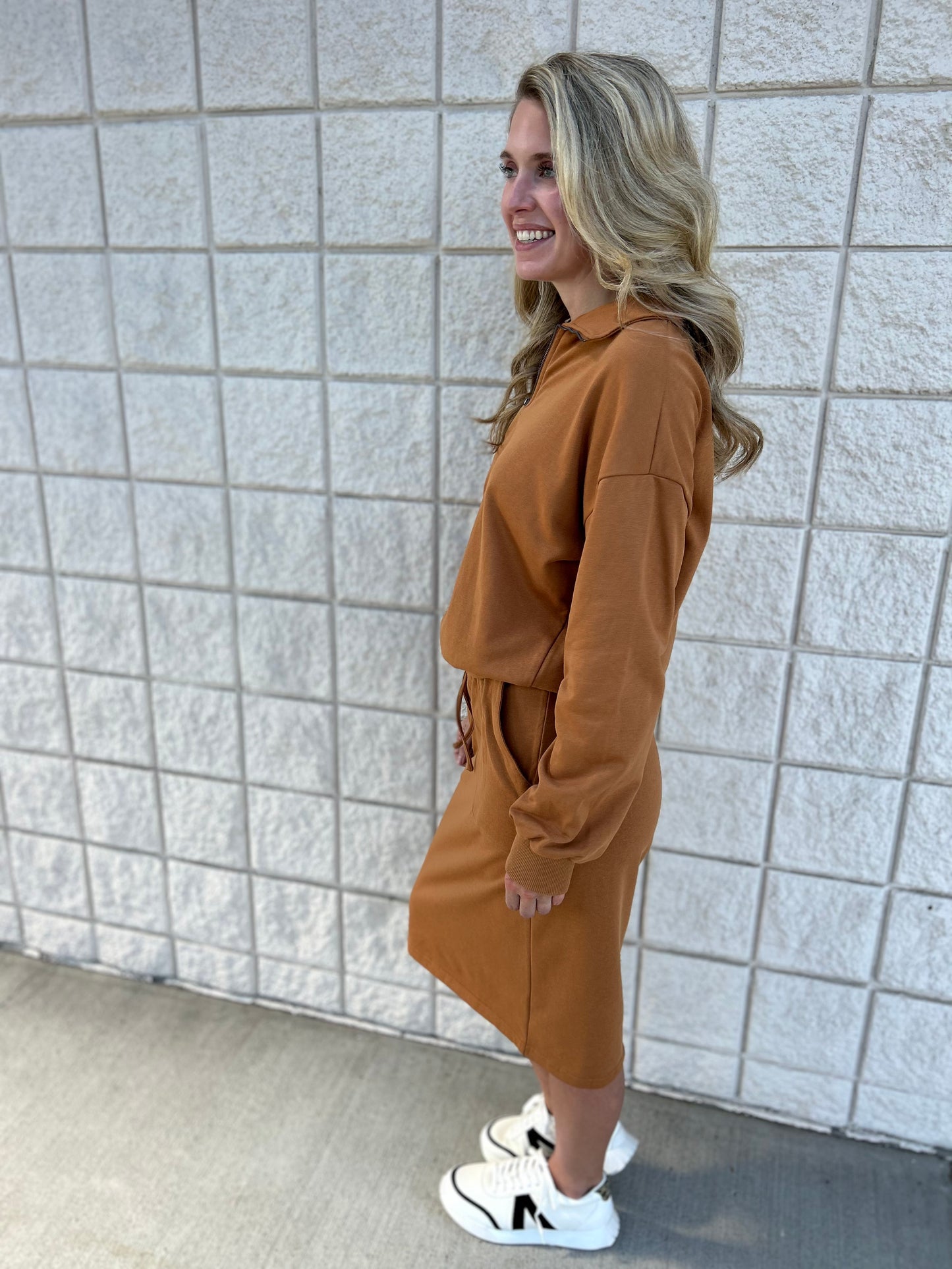 Camel Half Zip Sweatshirt