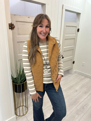 Cream Striped T-Shirt