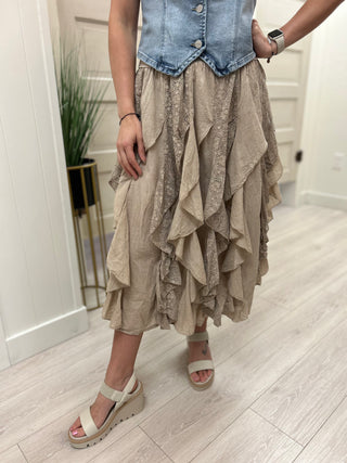 Sand Layered Lace Skirt
