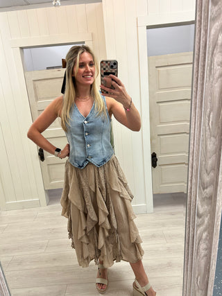 Sand Layered Lace Skirt
