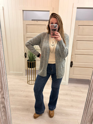 Teal Multi-Tone Open Cardigan