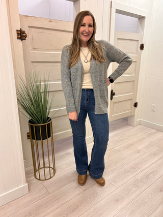 Teal Multi-Tone Open Cardigan