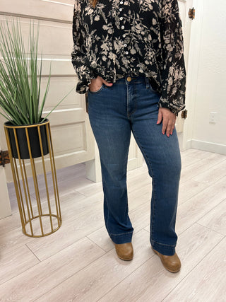 KUT Kelsey High Rise Ankle Flare Jeans - Stretch Denim