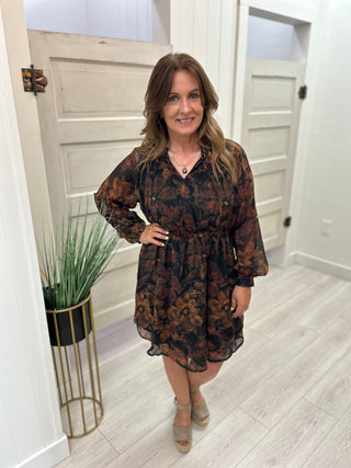 Black/Rust Print Dress