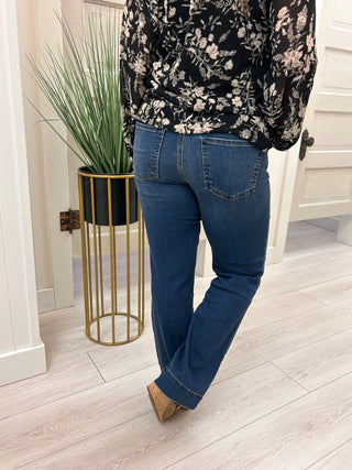 KUT Kelsey High Rise Ankle Flare Jeans - Stretch Denim