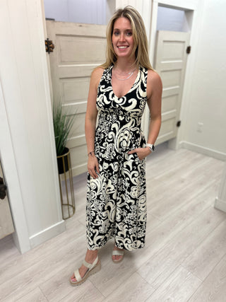 Black/Ivory Print Maxi Dress
