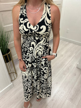 Black/Ivory Print Maxi Dress
