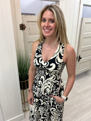 Black/Ivory Print Maxi Dress