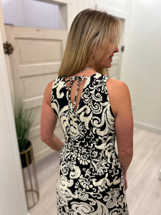Black/Ivory Print Maxi Dress