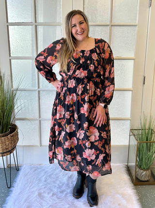 Curvy Black Floral Dress